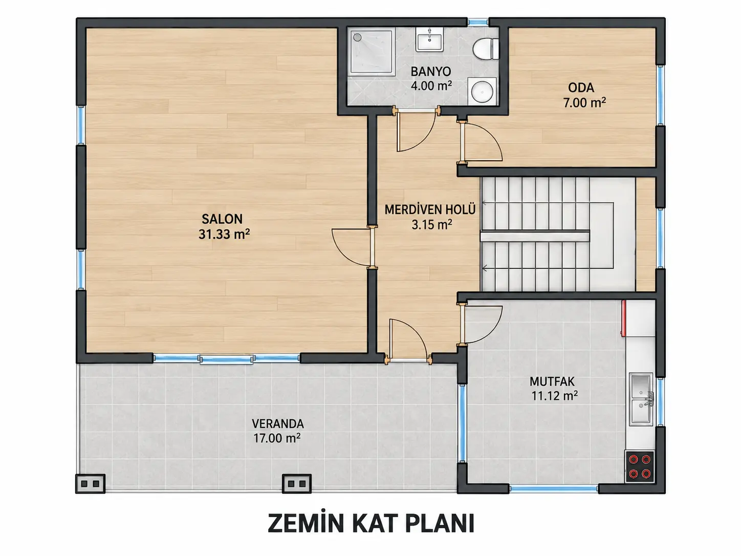 SMART 143 zemin kat konsept planı