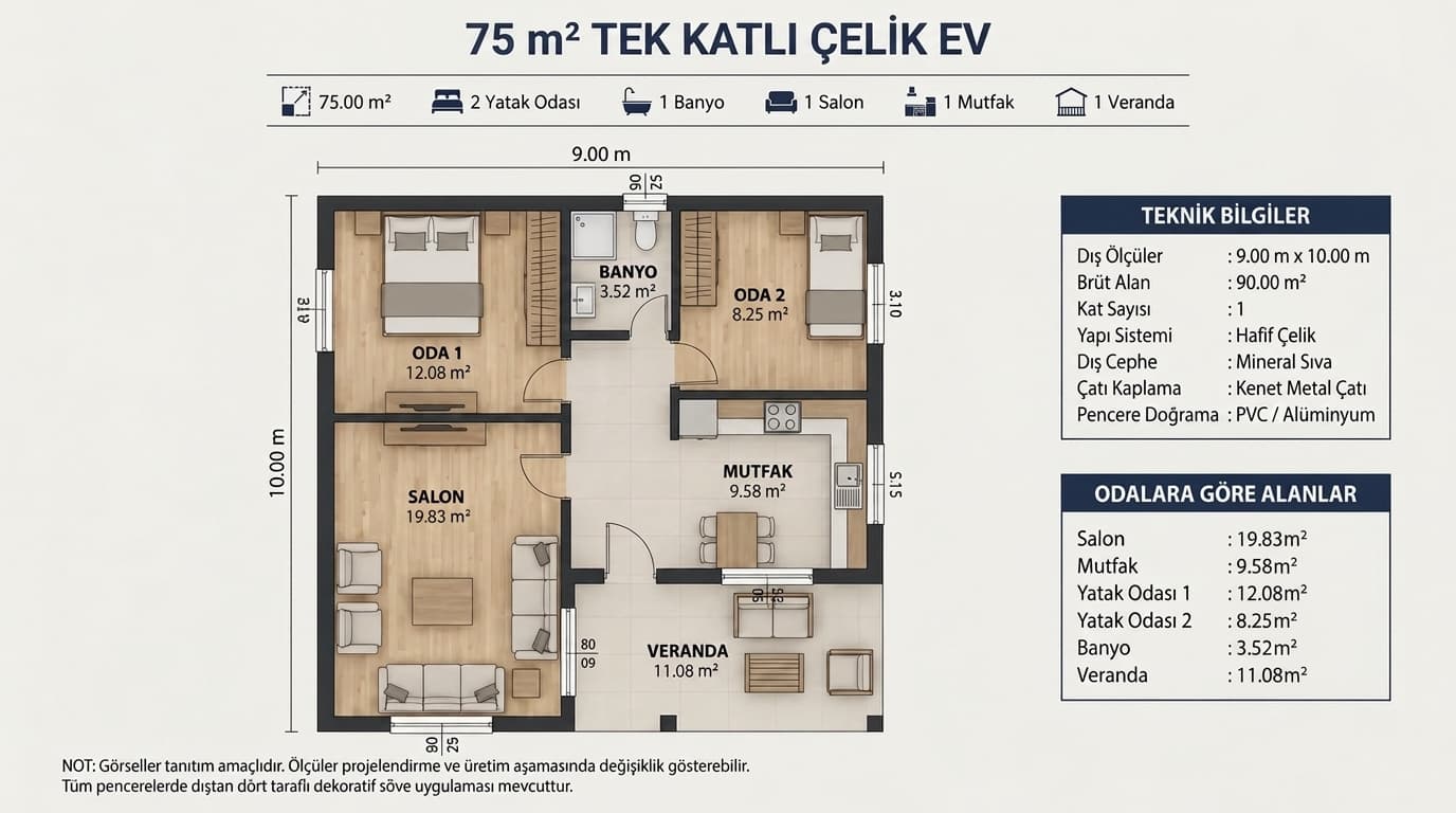 SMART 75 konsept kat planı