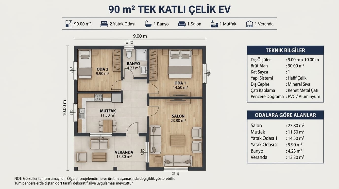 SMART 90 konsept kat planı