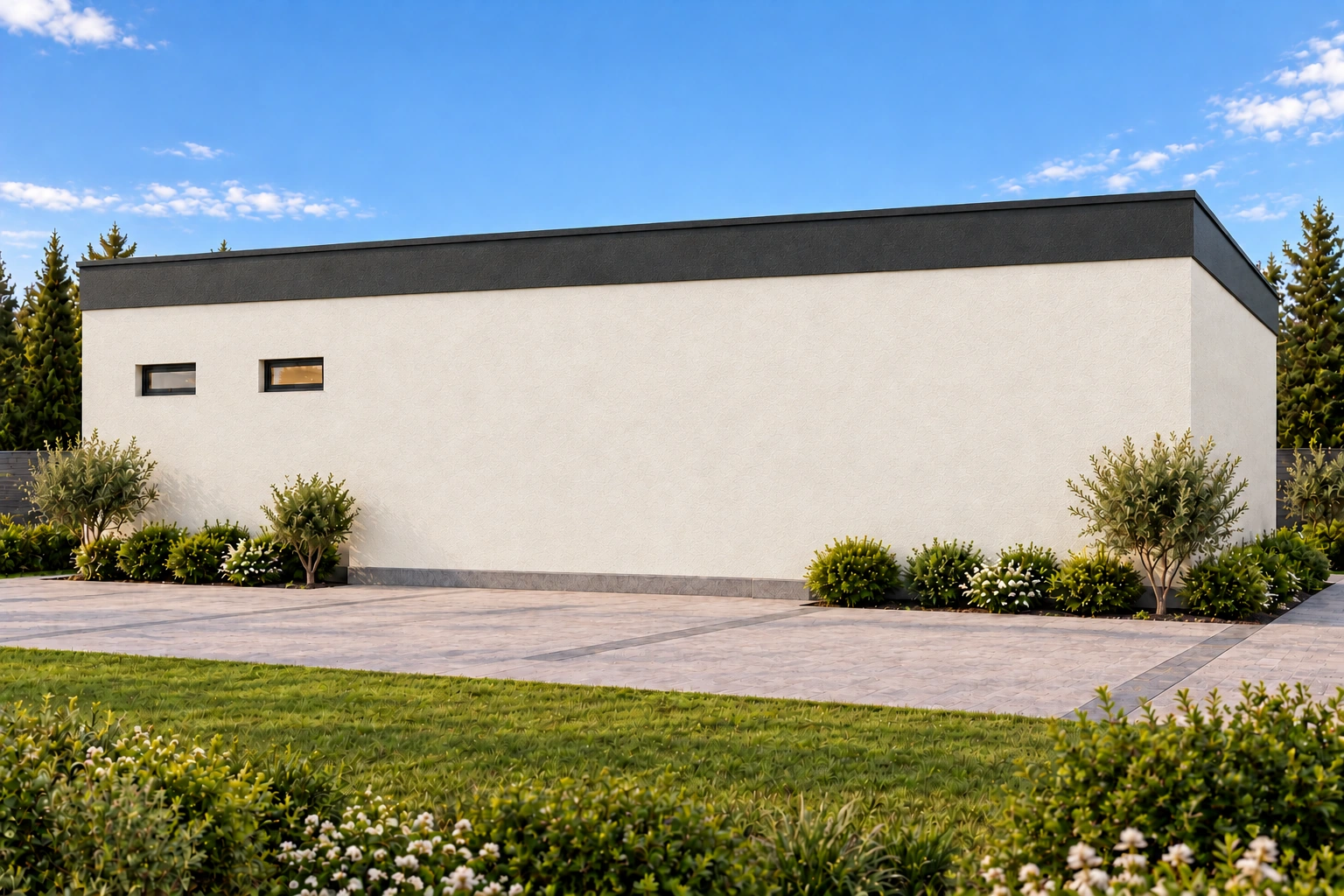SMART SKY LAND — 100 m² Verkaufsbüro — Rückansicht